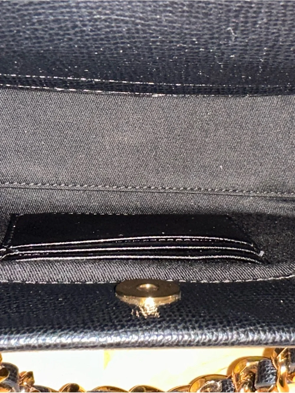 Karl Lagerfeld Black Floral Embroidered Satchel with Gold Chain